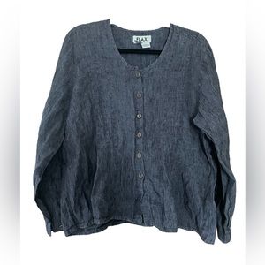 Flax Lightweight Button Down Blouse 100% Linen Size M
